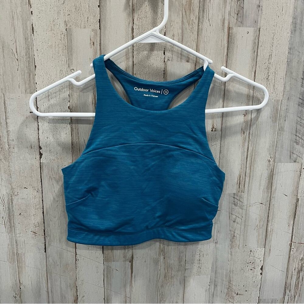 Outdoor Voices Moveā Free Crop Top Gulf Teal Blue Womens XS